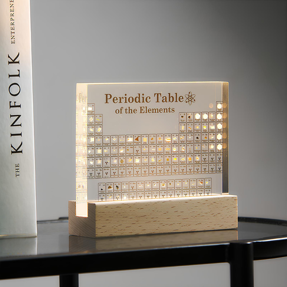 Illuminated Periodic Table Display with 83 Real Elements in Acrylic for Home Office Science Decor Education | Lonoma