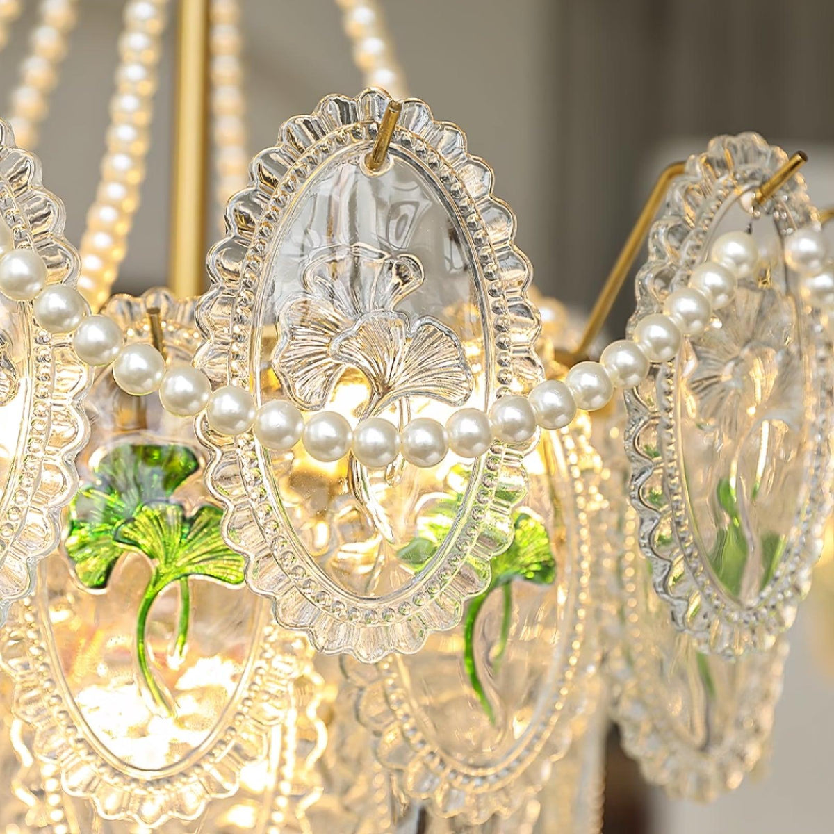 Pearl Glass Tiered Chandelier Gold Metal Frame Multi-Layer Pendant Light for Dining Room Bedroom Living Room Modern Luxe Ceiling Fixture | Lonoma