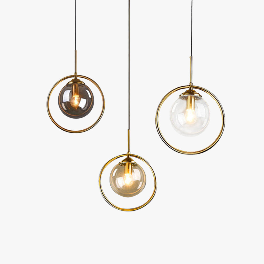 Glass Pendant Light with Metal Ring Frame - Modern Hanging Ceiling Fixture with Adjustable Color Temperature - Dimmable LED Lighting for | Lonoma