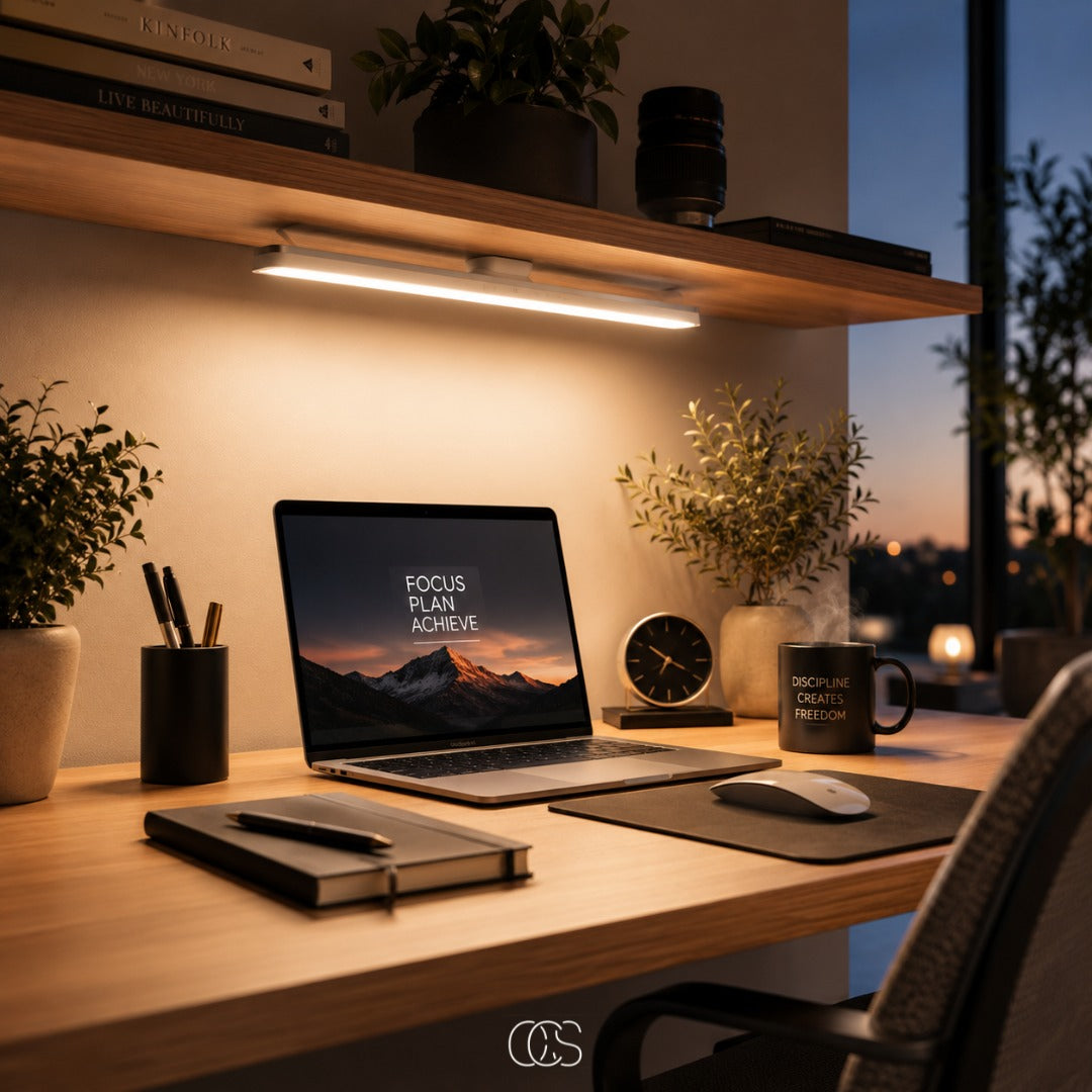 Rechargeable Magnetic LED Light Bar 12 in, Dimmable USB-C Under Cabinet Light, Gray or White, Wireless Closet, Shelf & Stair Lighting | Lonoma