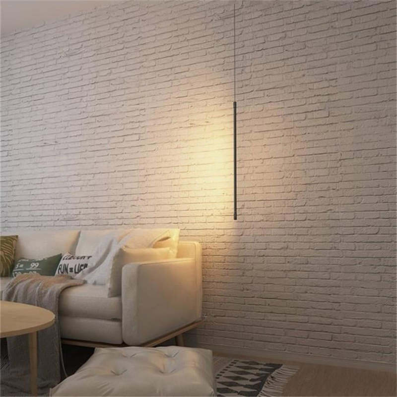 Hanging Linear Metal Fixture for Bedside Black Adjustable Drop Light Modern Sleek Design LED Warm Neutral Cool White Nightstand Accent | Lonoma