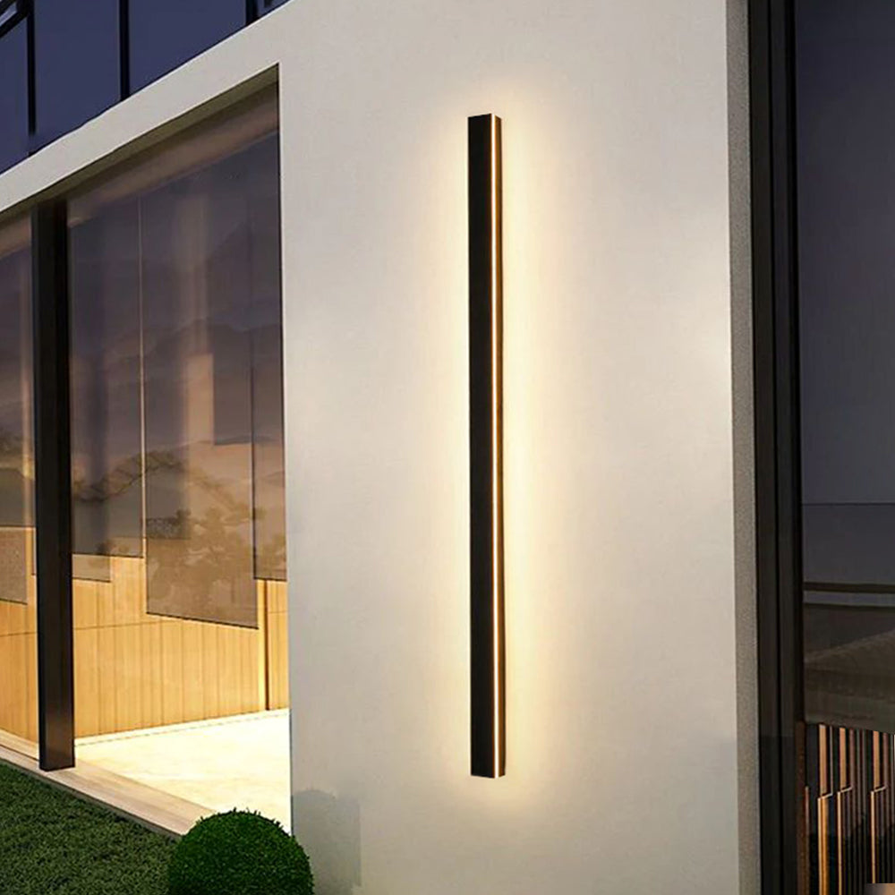 Black Outdoor LED Wall Light, Vertical Aluminum Weatherproof Sconce, IP65 Modern Exterior Fixture for Patio, Garden, Porch & Walkway | Lonoma