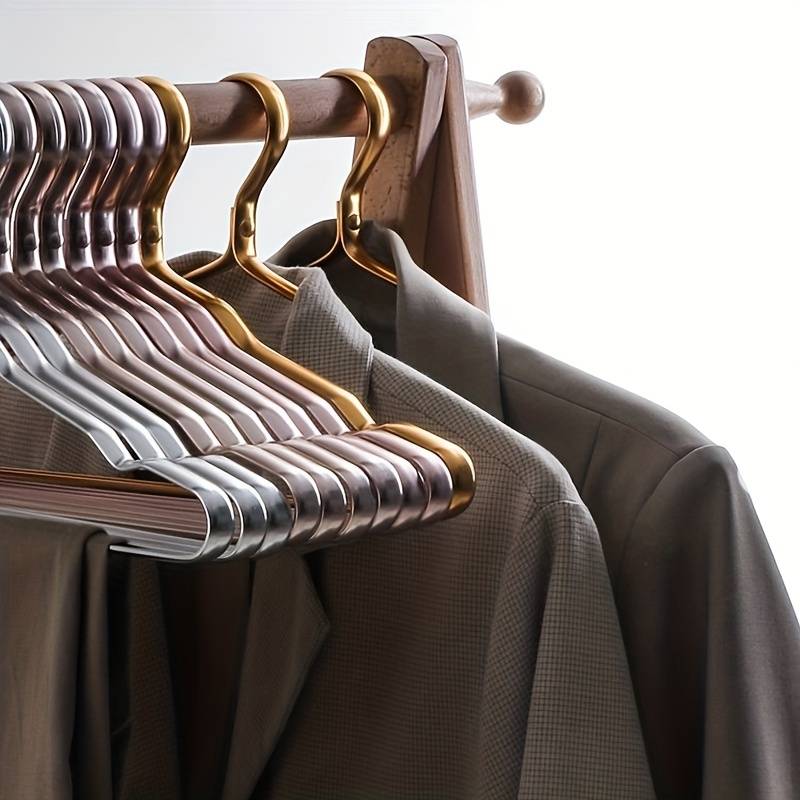 Gold Metal Non-Slip Clothes Hangers, Set of 6 for Suits, Shirts & Delicates - Closet Organizer for Dresses, Coats & Blouses | Lonoma