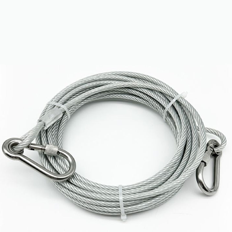 Steel Dog Tie-Out Cable 3mm Chew Proof 9.8ft 15ft 19.7ft 49.2ft Yard Runner Line with Clips | Lonoma