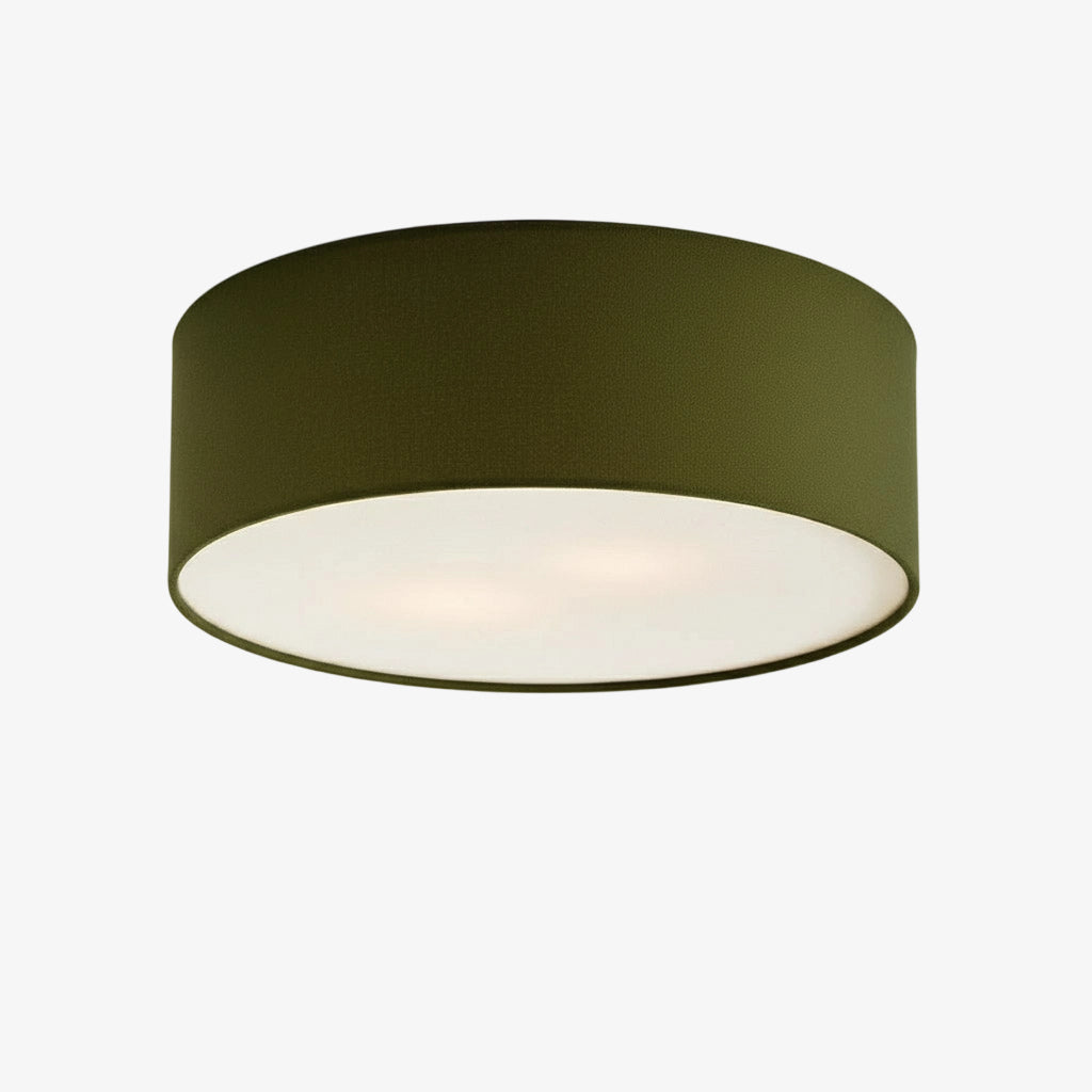 Flush Mount Drum Shade Ceiling Light with Fabric Shade for Entryway, Hallway, Bedroom, Dining Room, Kitchen | Lonoma