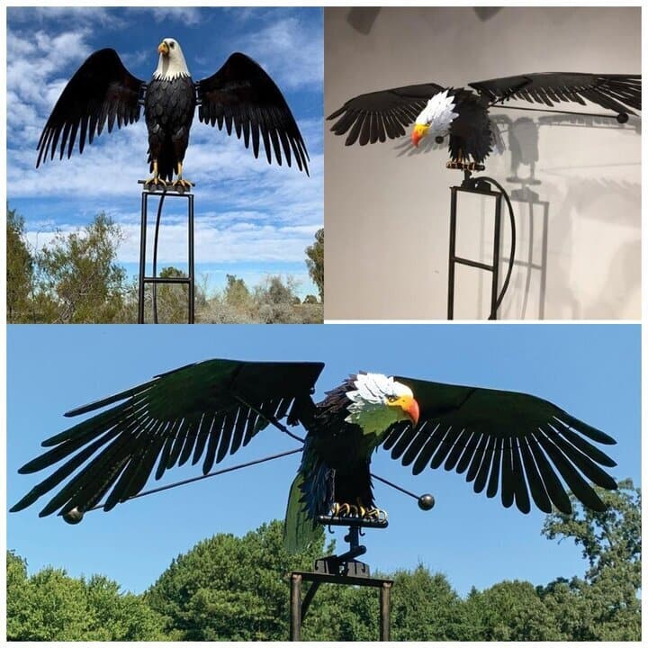 Metal Garden Wind Spinner Bird Sculpture with Moving Wings for Yard Lawn Outdoor Patio Decor Weatherproof Kinetic Art | Lonoma