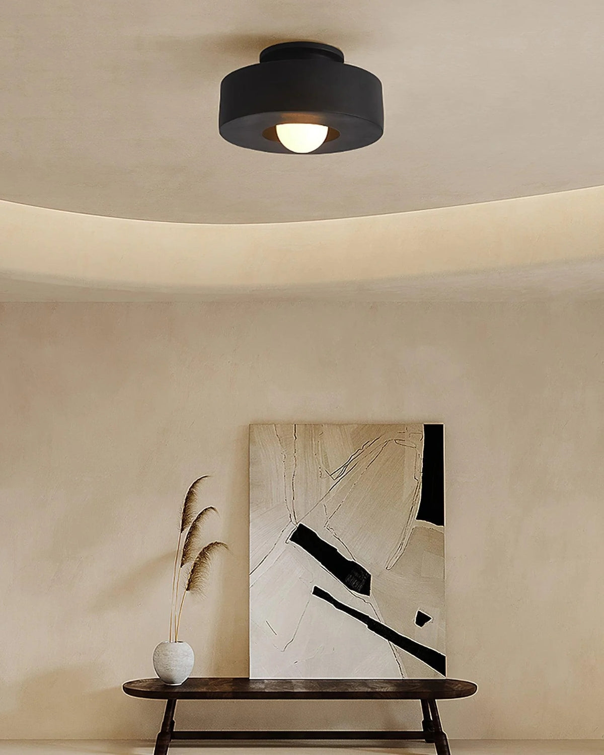 Round LED Flush Mount Ceiling Light, 12 in Warm White 3000K, Resin Modern Minimalist Lamp for Hallway, Bedroom & Living Room | Lonoma