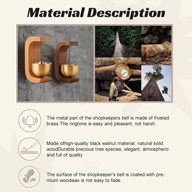 Wooden Wind Chime with Magnetic Hanging Bell C-Shaped Display Stand | Lonoma