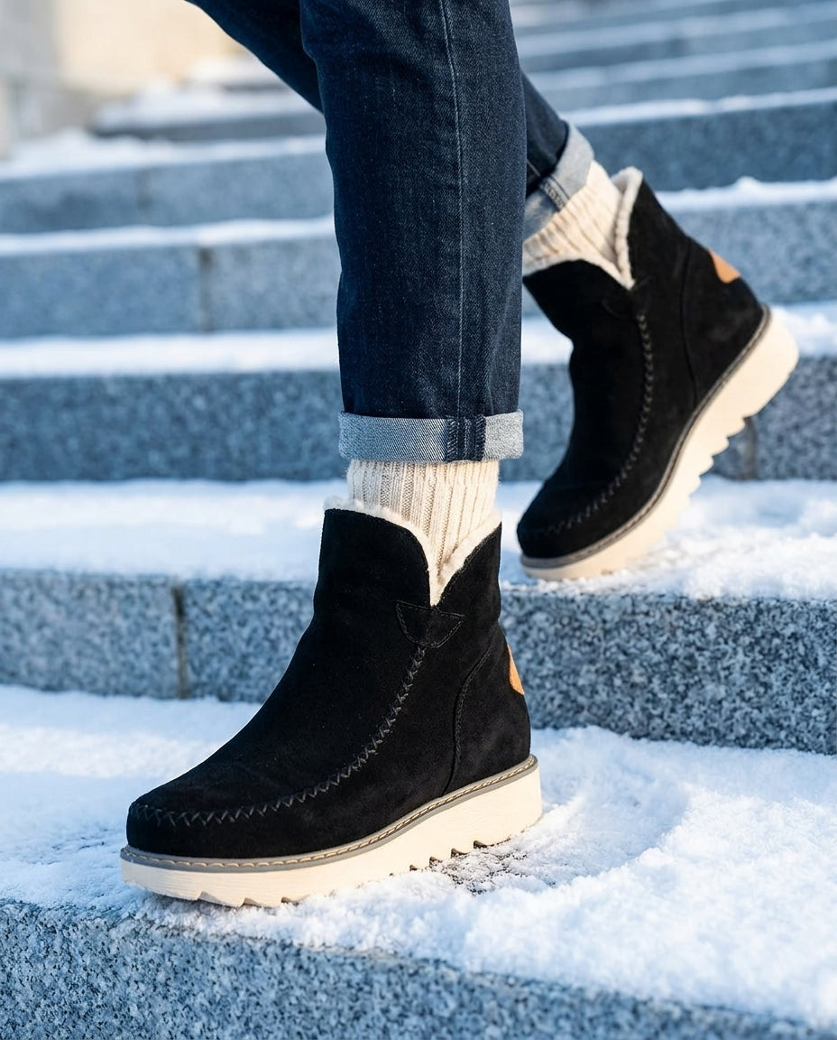 Women's Insulated Winter Ankle Boots | Waterproof Slip-On Snow Booties with Non-Slip Sole for Cold Weather, Walking & Daily Wear | Lonoma