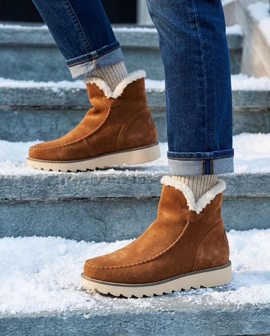 Women's Insulated Winter Ankle Boots | Waterproof Slip-On Snow Booties with Non-Slip Sole for Cold Weather, Walking & Daily Wear | Lonoma