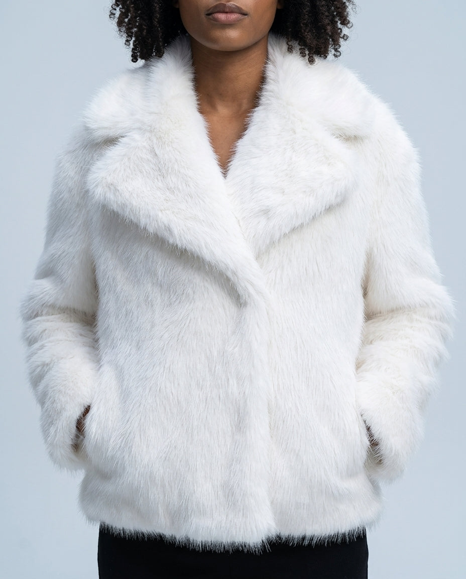 Women's Plush Faux Fur Winter Coat with Oversized Collar - Soft Fuzzy Long Sleeve Jacket for Cold Weather | Lonoma