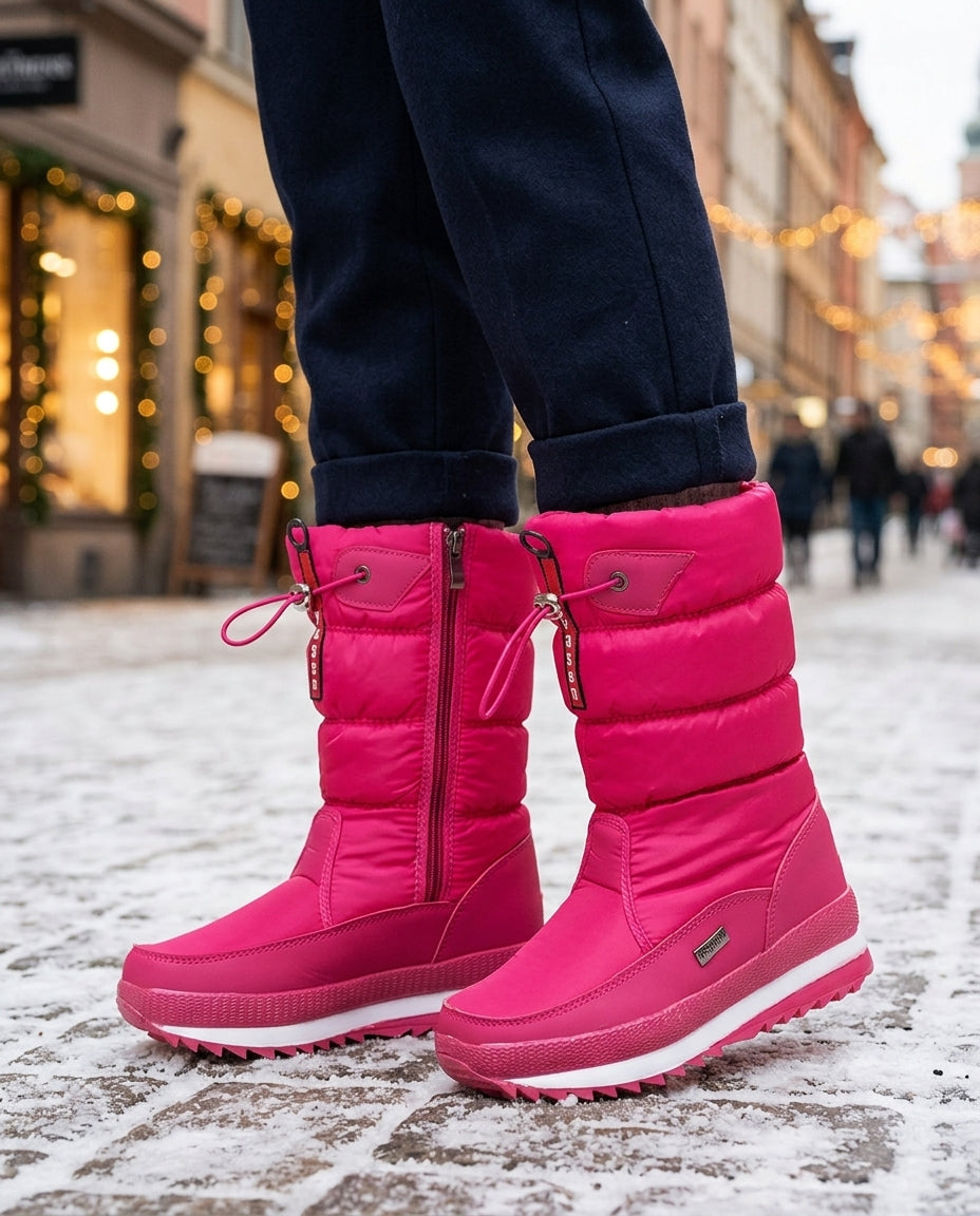 Women's Insulated Winter Boots with Side Zip, Non-Slip Grip for Snow & Ice | Waterproof Puffer-Style Footwear | Lonoma
