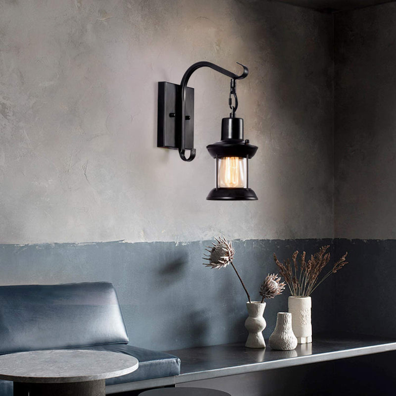 Retro Metal Wall Sconce Hardwired Single Light Fixture for Bedroom Living Room | E27 Socket Black Bronze Finish Industrial Accent | Lonoma
