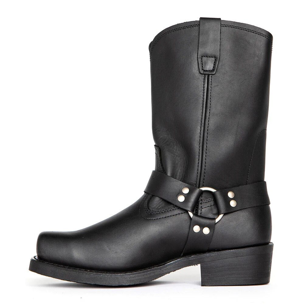 Western Cowboy Boots for Men Waterproof Leather Pull-On Ankle Boots Casual Dress Work Footwear for Everyday | Lonoma