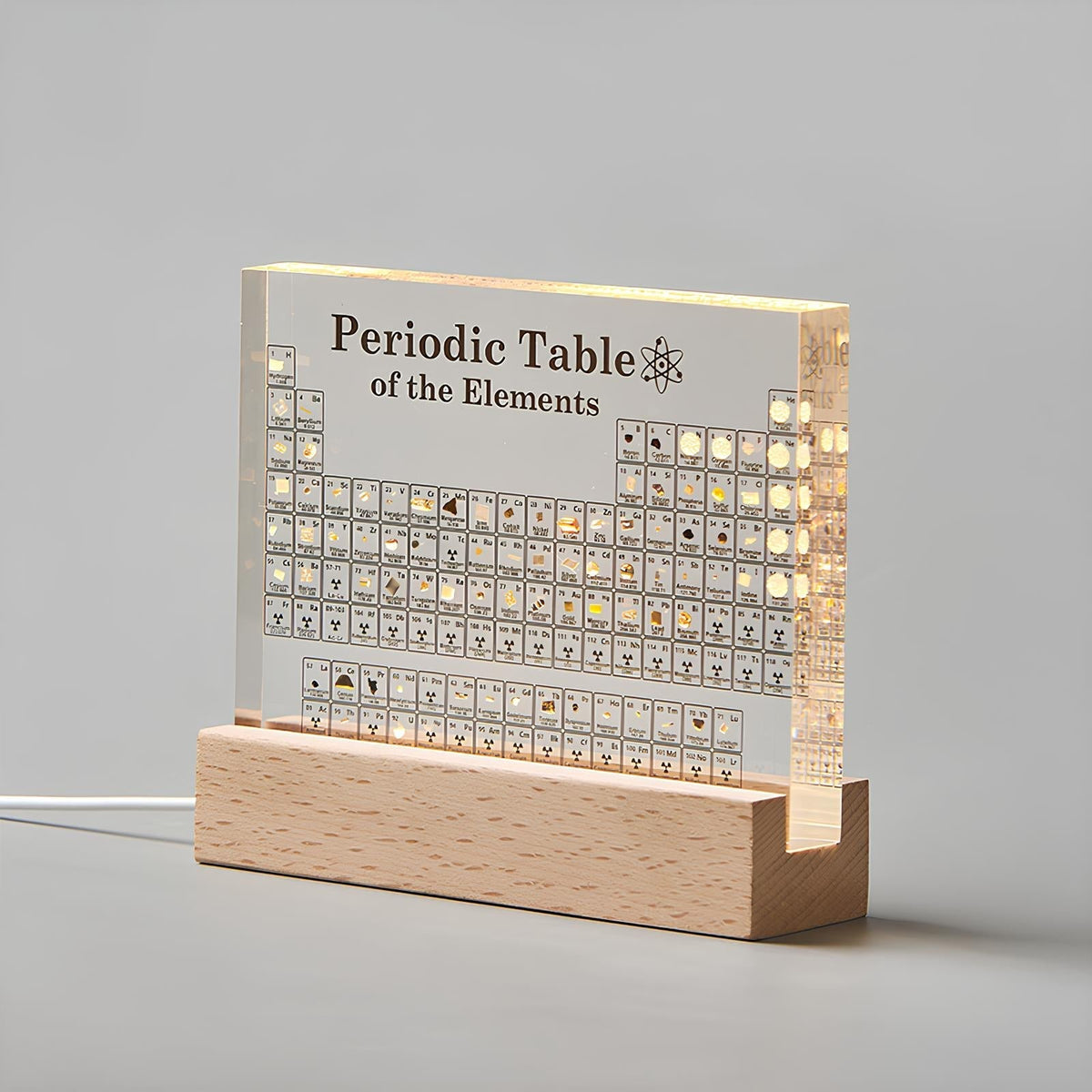 Illuminated Periodic Table Display with 83 Real Elements in Acrylic for Home Office Science Decor Education | Lonoma