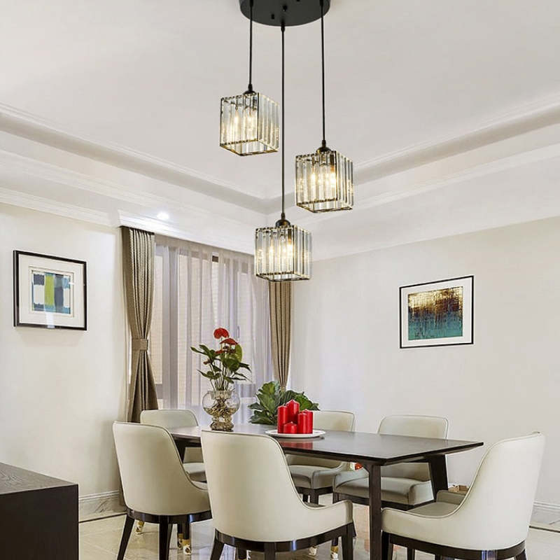Cylinder Glass Drop Light Fixture with Metal Frame | Adjustable Hanging Height for Kitchen Island and Dining Area | E27 Socket | Lonoma