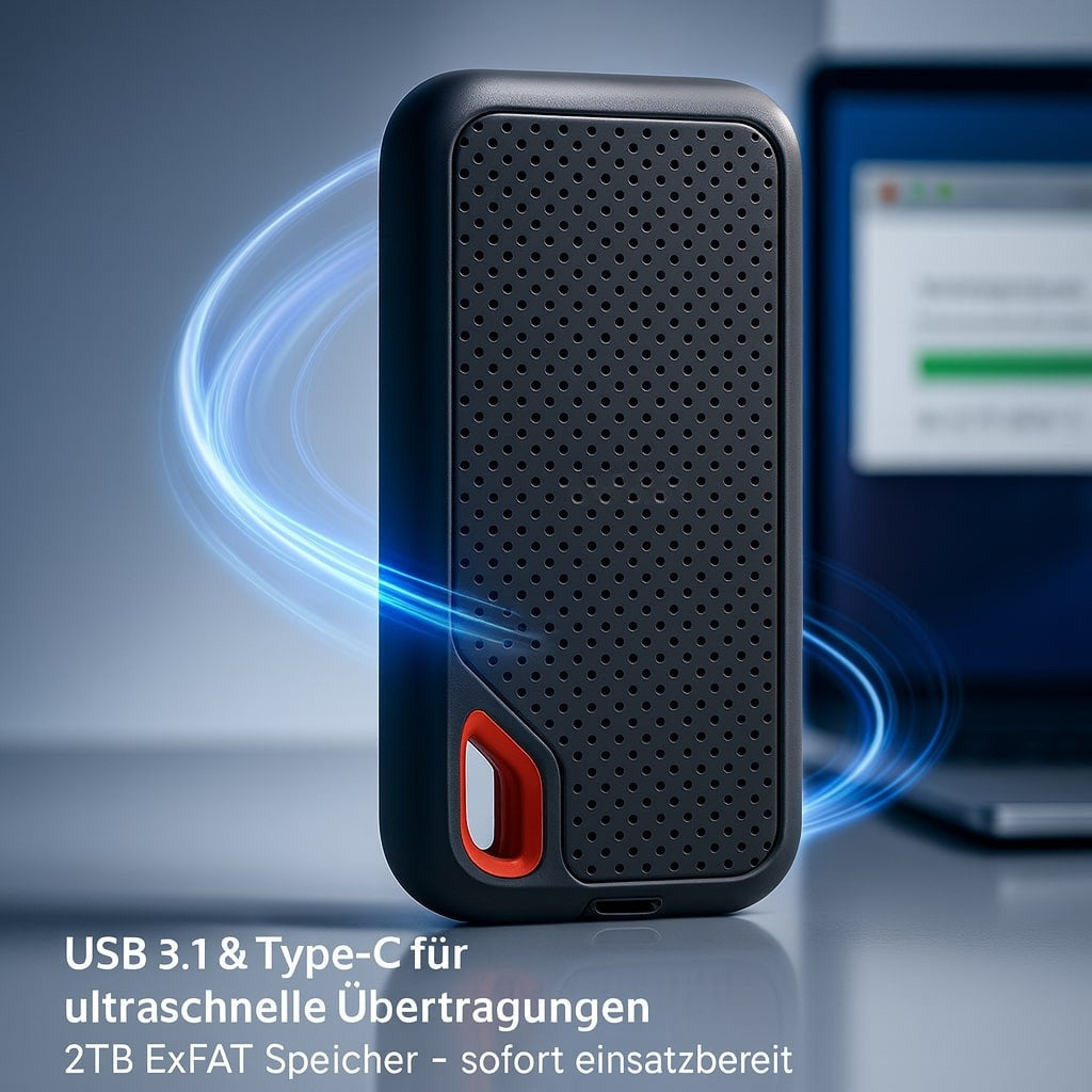 2TB Portable Solid State Drive USB-C for Mac Windows Android Plug and Play ExFAT Formatted Slim External Storage | Lonoma