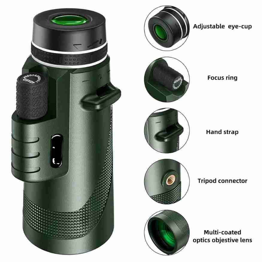 Portable Handheld Monocular Telescope – High-Definition Glass Optics for Birding, Hiking, Wildlife Observation and Sporting Events | Lonoma