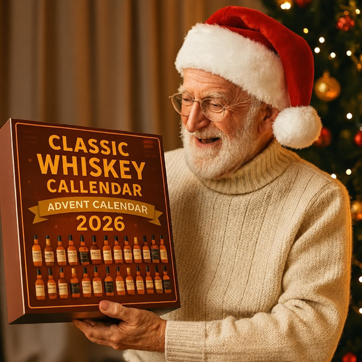 Holiday Countdown Display Set with 24 Decorative Miniature Ornaments — Classic Whiskey-Inspired Advent Calendar for Christmas Decor & | Lonoma