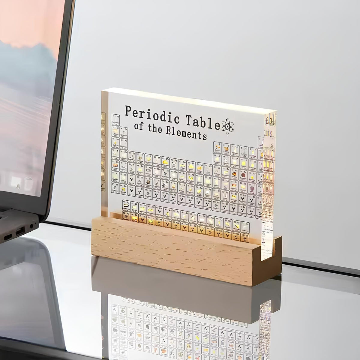 Illuminated Periodic Table Display with 83 Real Elements in Acrylic for Home Office Science Decor Education | Lonoma