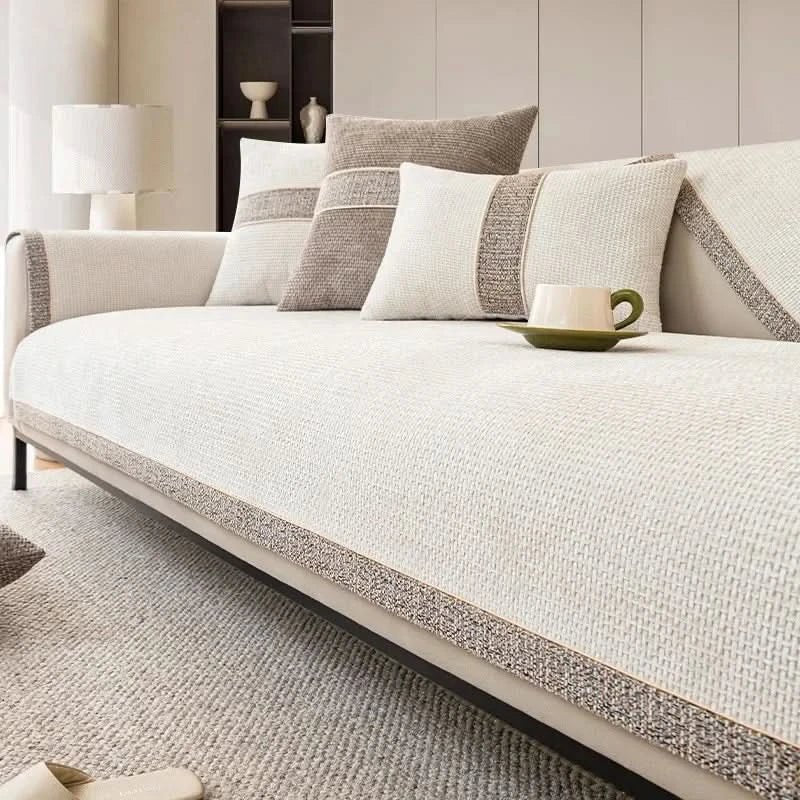 Non-Slip Sofa Protector Cover with Linen Texture – Furniture Throw for Pet Protection & Daily Wear | Lonoma