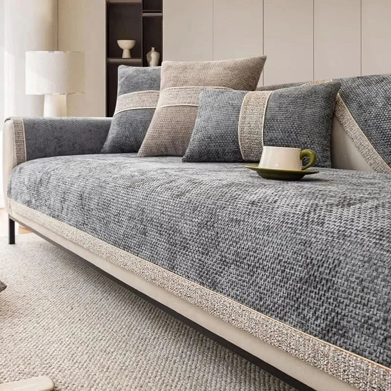 Non-Slip Sofa Protector Cover with Linen Texture – Furniture Throw for Pet Protection & Daily Wear | Lonoma