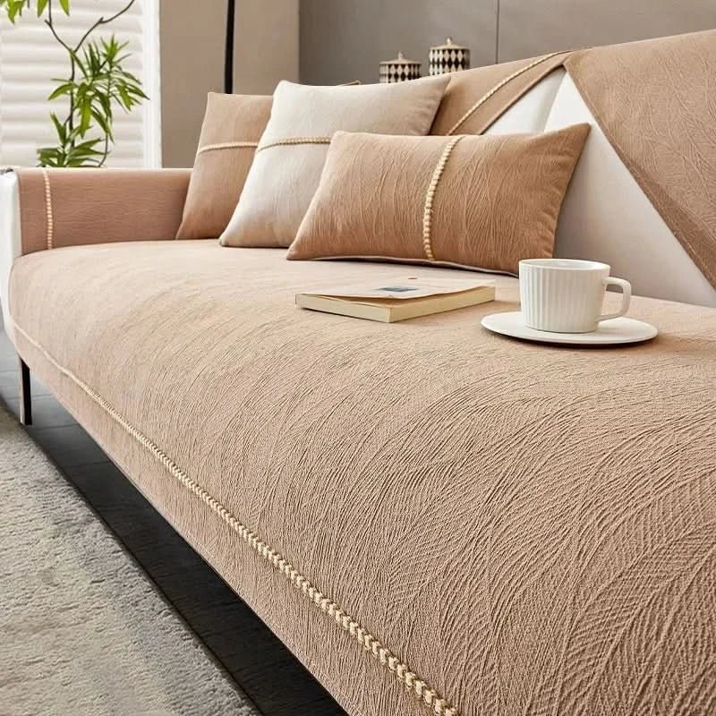 Non-Slip Sofa Protector Cover with Linen Texture – Furniture Throw for Pet Protection & Daily Wear | Lonoma