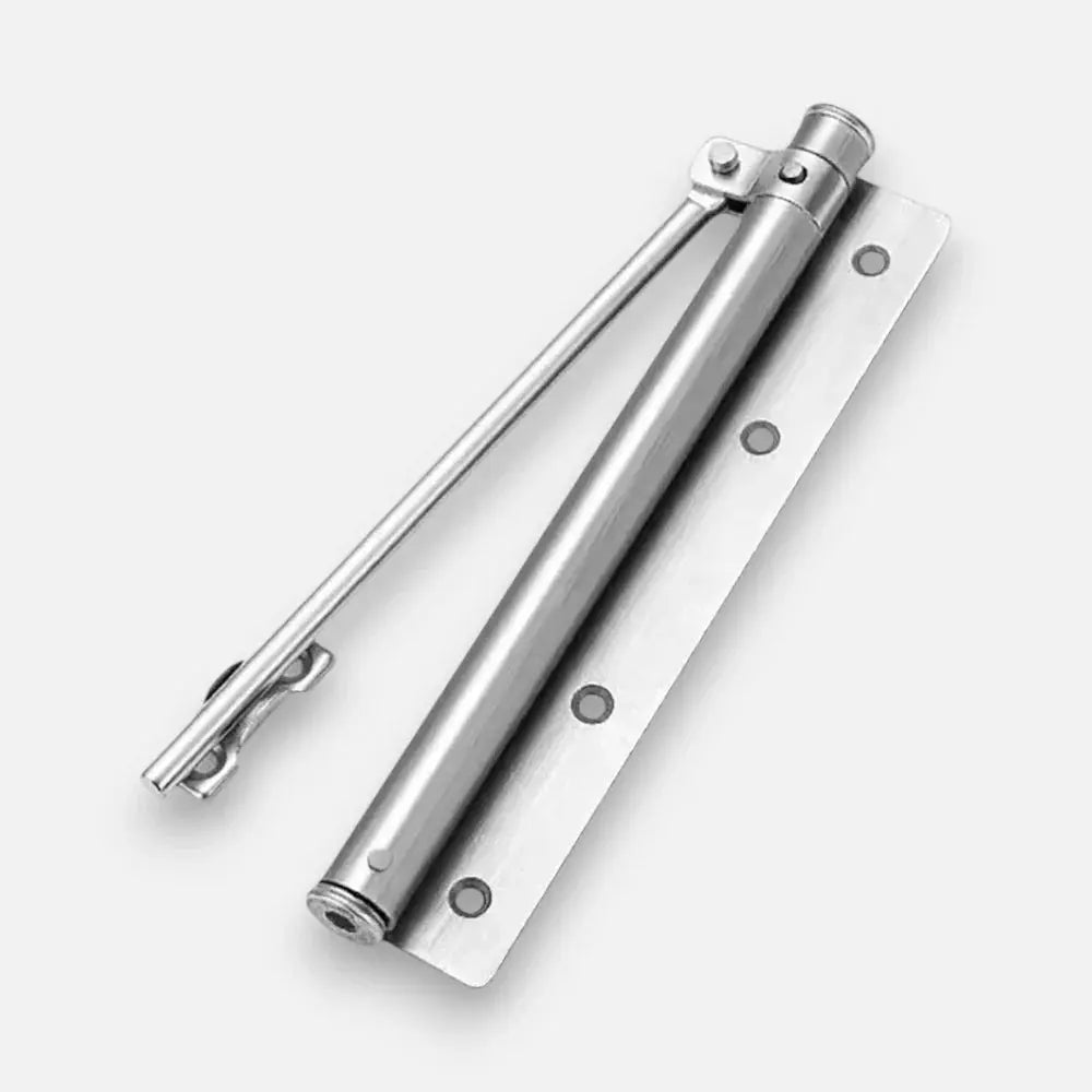 Automatic Hydraulic Door Closer with Adjustable Speed Control for Interior Doors Silver Black Stainless Steel Spring-Loaded Self-Closing | Lonoma