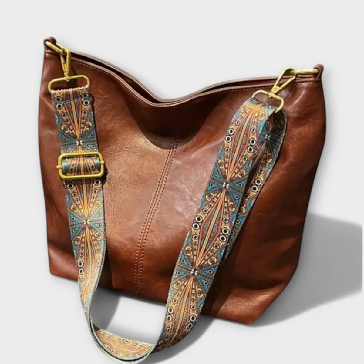 Structured Crossbody Purse with Embroidered Strap for Women - Vintage Style Shoulder Handbag for Work Travel Daily Use | Lonoma
