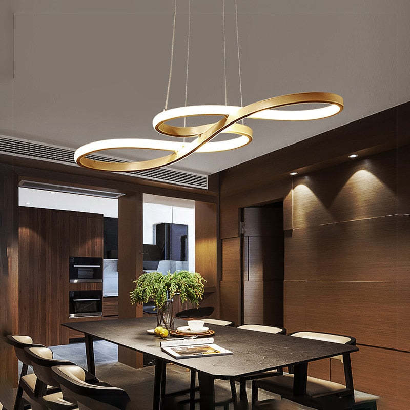 Musical Note LED Pendant Light Adjustable Metal Fixture Black White Gold Dining Room Living Room Kitchen Island Modern Decor | Lonoma