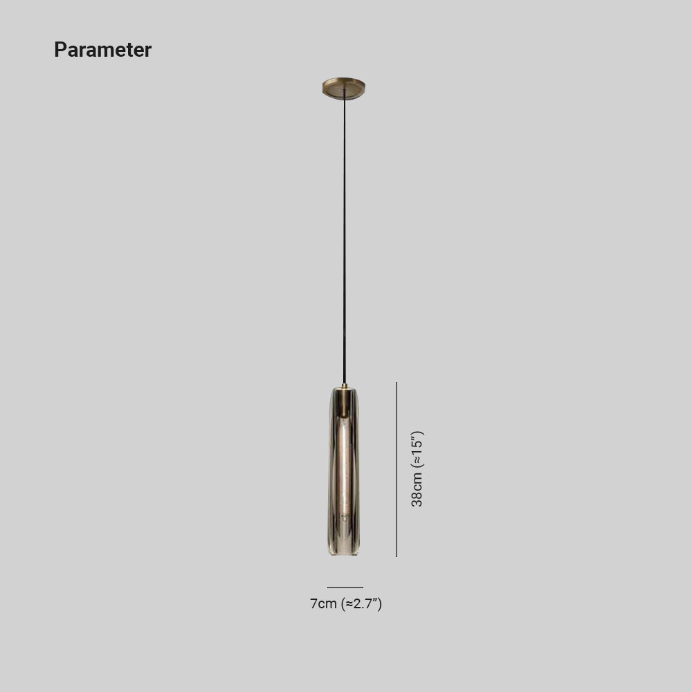 Glass Pendant Light with Brass Finish and Smoke Shade | Modern Drop Ceiling Fixture with E14 Socket | Adjustable Hanging Lamp | Lonoma