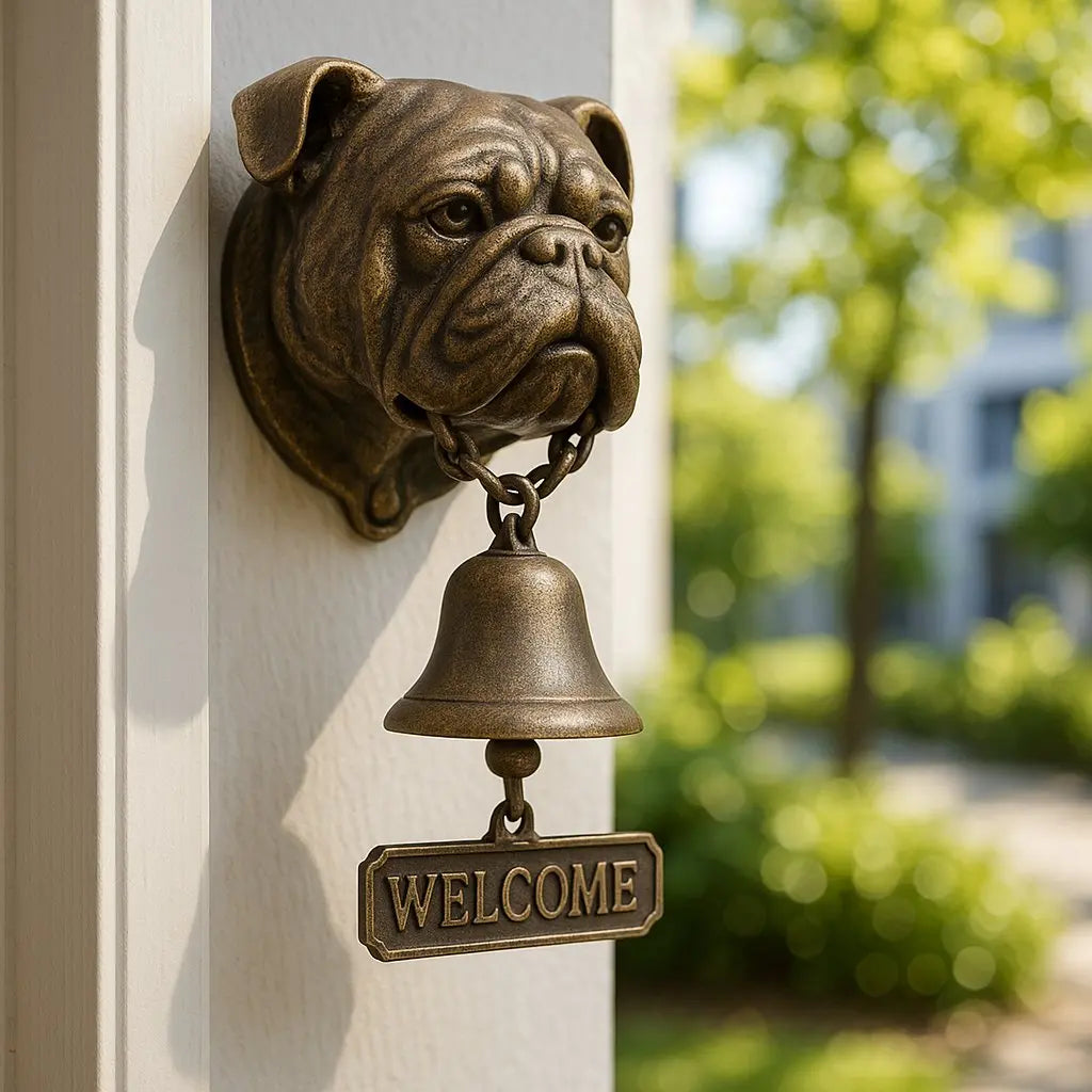 Dog Breed Door Bell Cast Metal Wall Mount Chime Antique Bronze Finish Decorative Outdoor Indoor Entry Greeter 10.6 Inch | Lonoma
