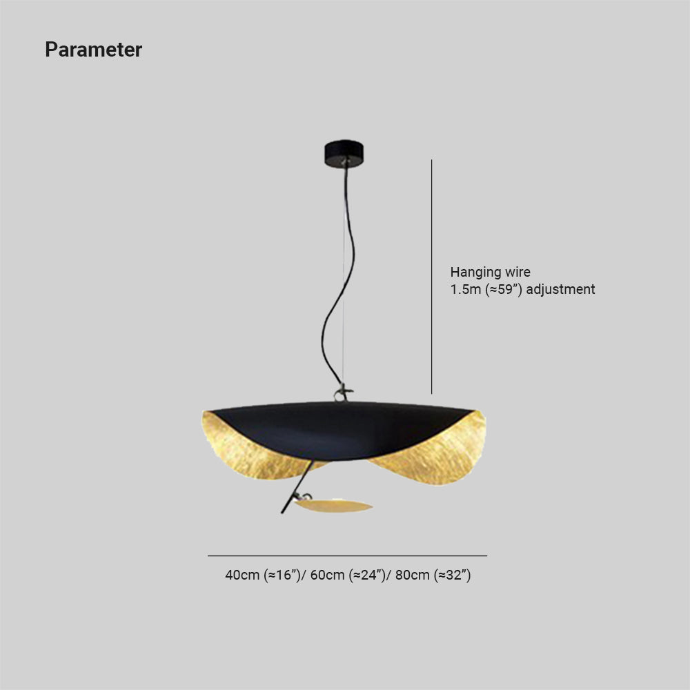 Metal Pendant Light Gold Foil Finish Twisted Sculptural Design Warm LED Indoor Lighting Adjustable Cord Dining Living Room Kitchen Island | Lonoma