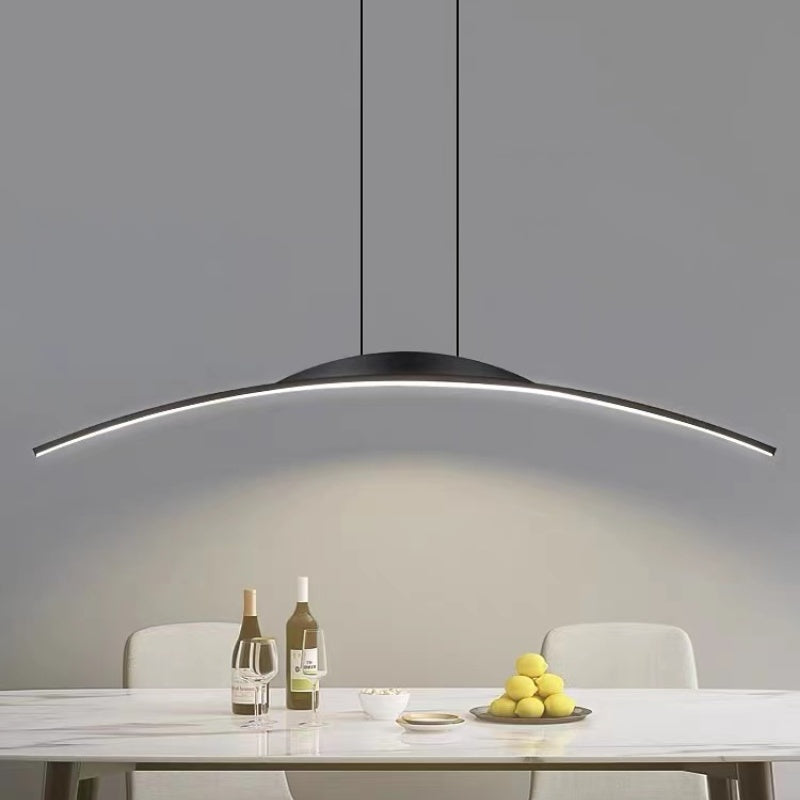 LED Curved Bar Pendant Light Black Gold Dimmable Hanging Fixture Modern Kitchen Island Dining Living Room Adjustable Ceiling Lamp | Lonoma