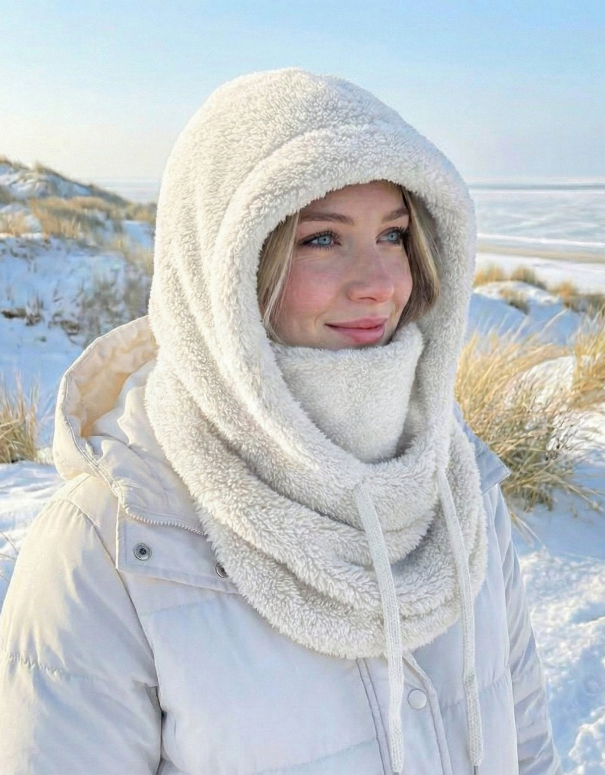 Hooded Scarf Hat for Women - Warm Knit Winter Cap with Built-In Neck Warmer, One Size Cold Weather Accessory | Lonoma