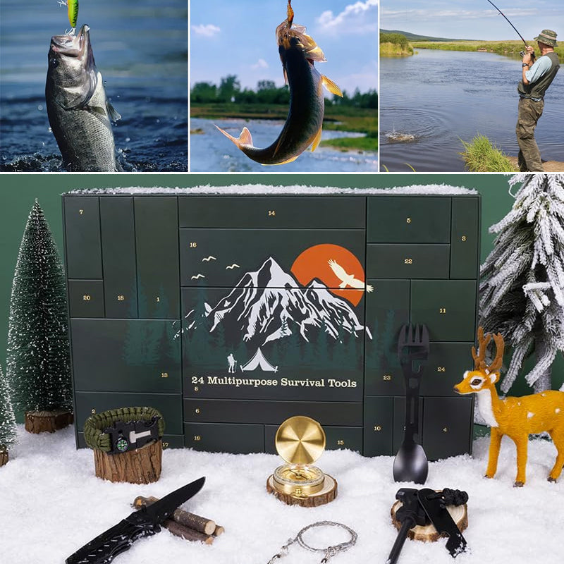 24-Day Adventure Countdown Calendar with Wilderness Survival Tools & Gear for Camping Hiking Bushcraft Enthusiasts | Lonoma