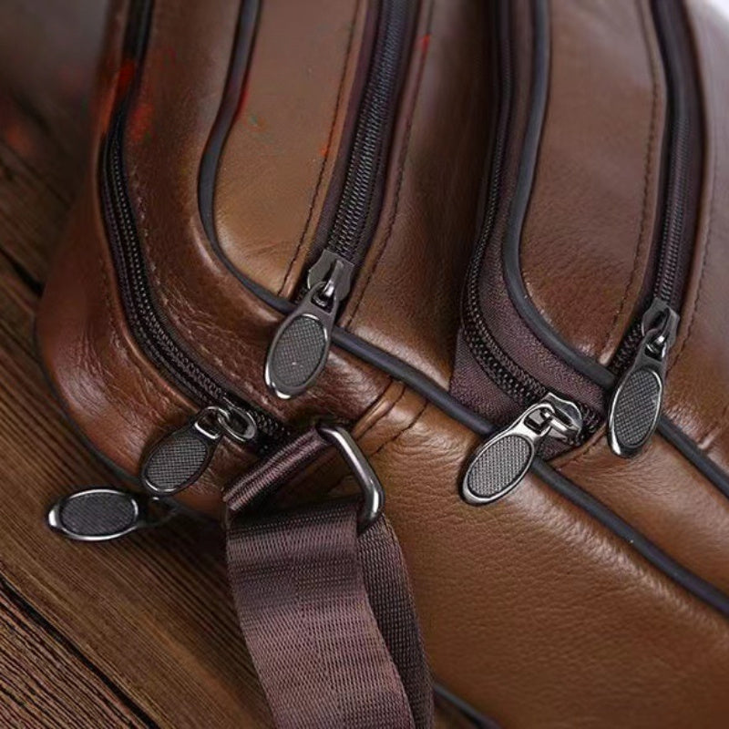Men's Genuine Cowhide Messenger Bag Adjustable Strap Multiple Pockets Everyday Carry for Work Travel Errands | Lonoma