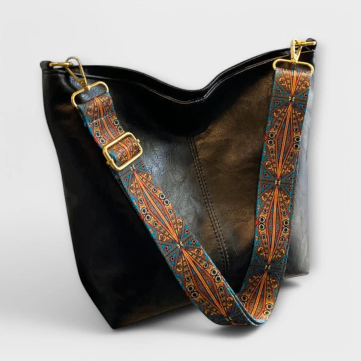 Structured Crossbody Purse with Embroidered Strap for Women - Vintage Style Shoulder Handbag for Work Travel Daily Use | Lonoma