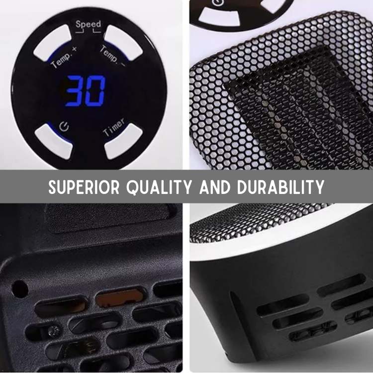 Compact Ceramic Electric Space Heater with Thermostat & Timer, Fast Heating Portable Heater for Bathroom, Office, Bedroom, Home | Lonoma