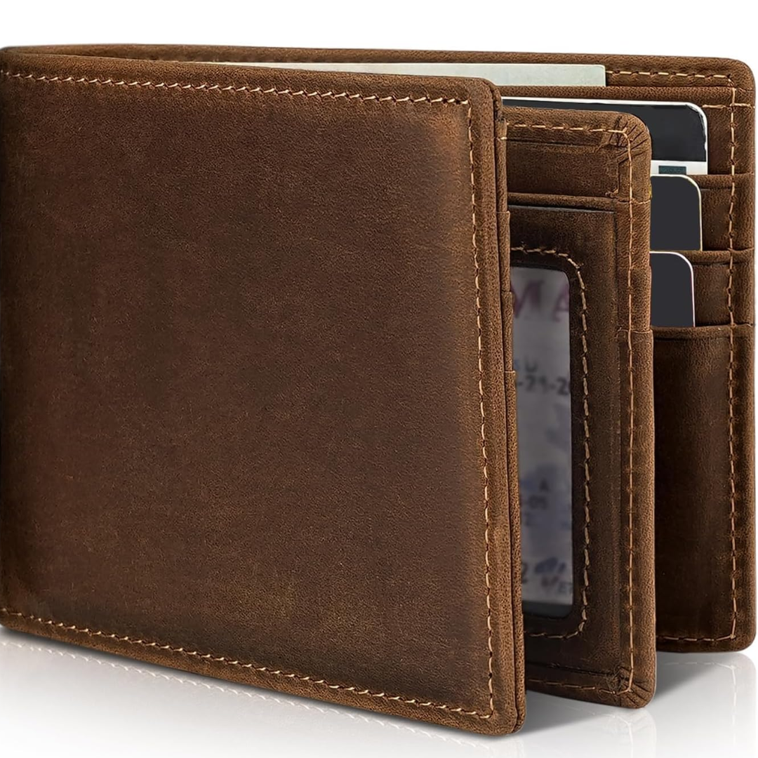 Men's Genuine Leather Bifold Wallet with RFID Blocking Protection for Cards & Cash | Lonoma
