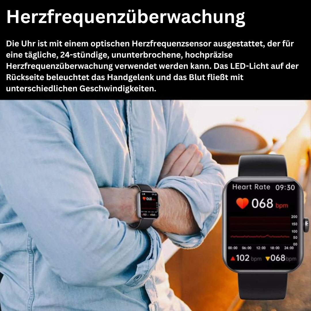 Wellness Tracker Smartwatch with Heart Rate Monitor, Blood Pressure & Sleep Tracking for Fitness Health Management | Lonoma