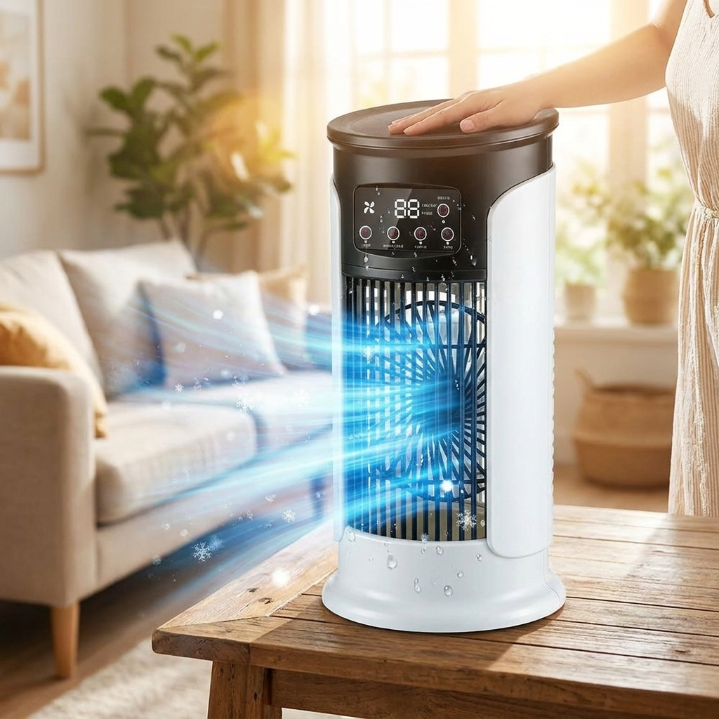 3-in-1 Tower Air Cooler with Humidifier, 6 Speeds, Quiet 7-Color LED Evaporative Cooling Fan for Bedroom, Office & Living Room | Lonoma
