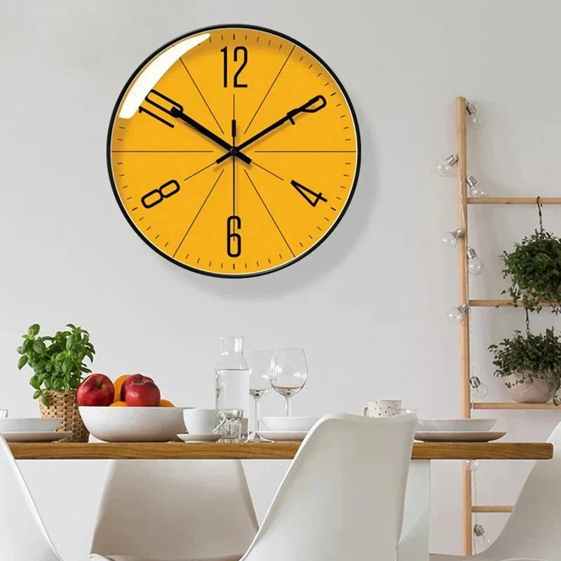Round Wall Clock Silent Sweep Movement Modern Black White Gray Orange Dial 10-14 Inch Battery Operated Living Room Bedroom Office Kitchen | Lonoma