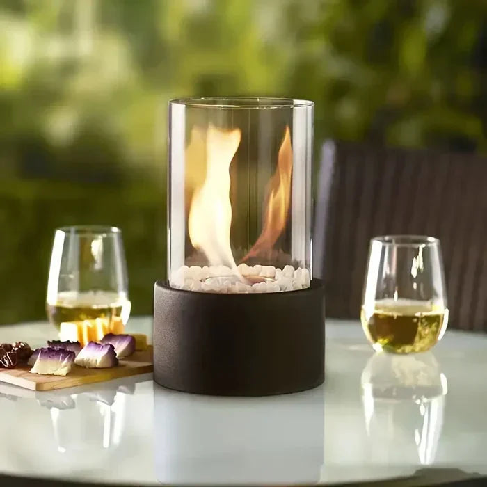 Rechargeable LED Flame Table Lamp Battery-Operated Aluminum Lantern 10.6 in for Indoor Outdoor Patio Bedroom Dining | Lonoma