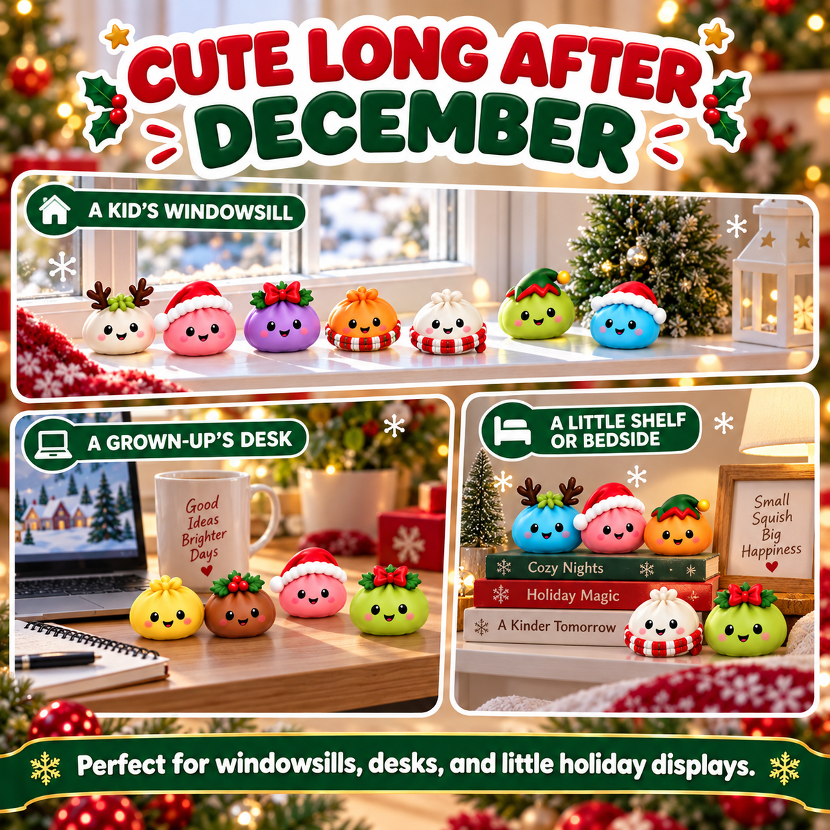 Holiday Countdown Calendar with 24 Soft Squishy Dumpling Characters Christmas Advent Toy Set for Kids December Daily Surprise Collectibles | Lonoma