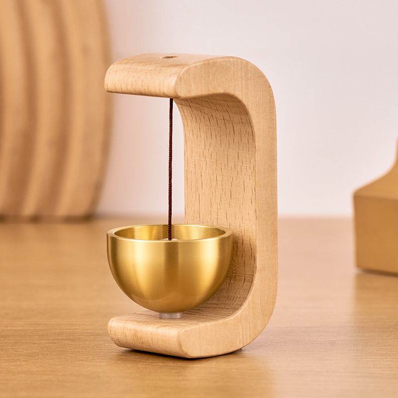 Wooden Wind Chime with Magnetic Hanging Bell C-Shaped Display Stand | Lonoma
