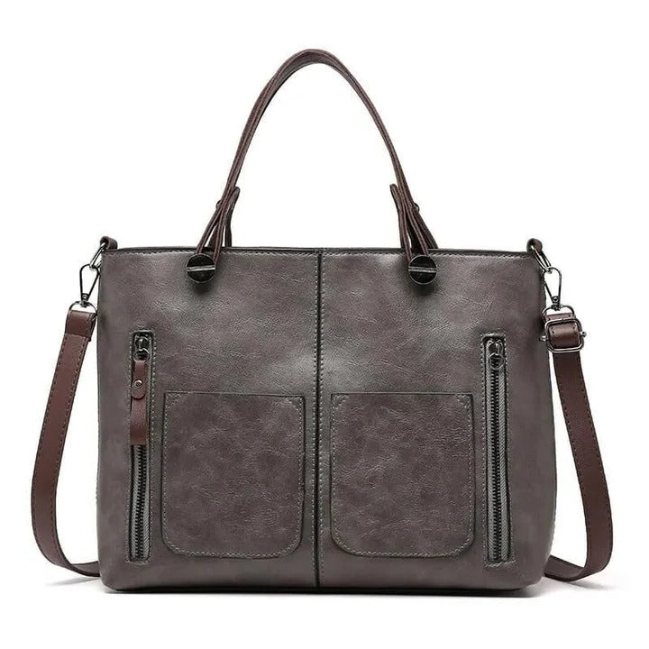 Genuine Leather Tote Bag for Women – Medium Structured Shoulder Bag with Top Handles and Zipper Closure for Work, Travel & Everyday Use | Lonoma