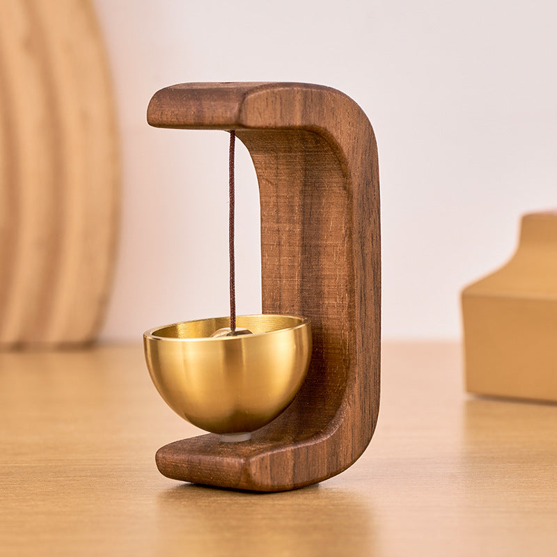 Wooden Wind Chime with Magnetic Hanging Bell C-Shaped Display Stand | Lonoma