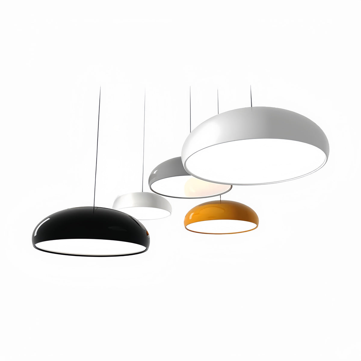 Modern Geometric Metal Pendant Light - Dimmable LED Ceiling Fixture with 3-Color Temperature Switching - 14 to 24 Inch Diameter Options | Lonoma