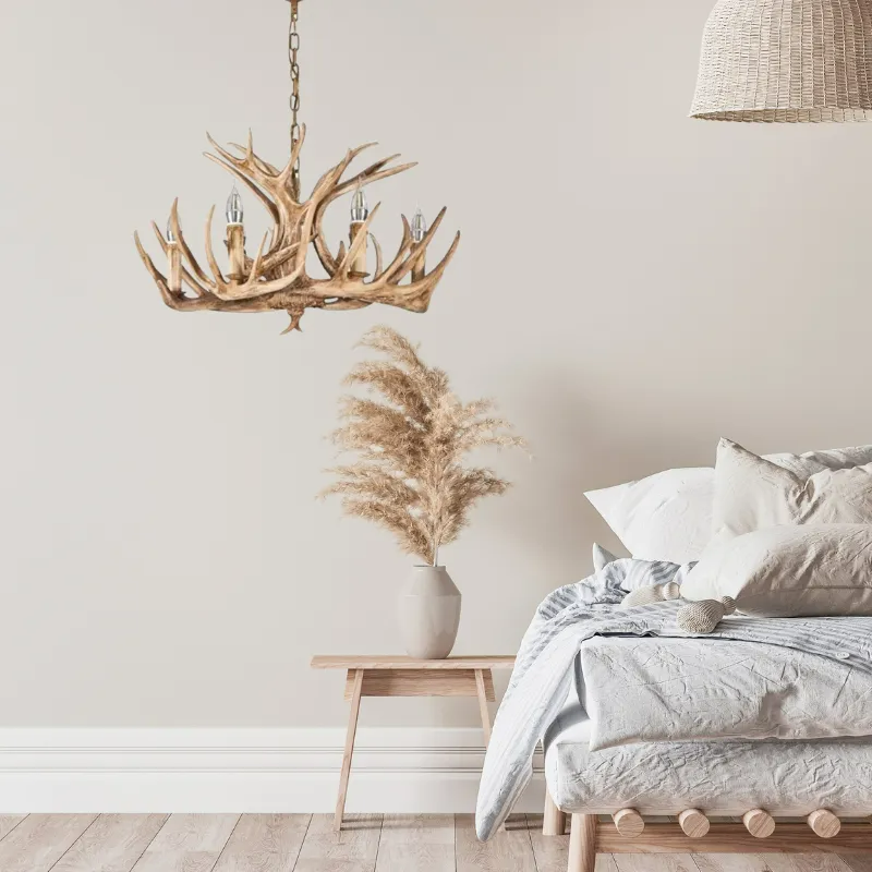 Antler Chandelier Resin Fixture Metal Frame Traditional Style Pendant 6 8 10 Light Options Adjustable Chain Candelabra Base E12 for Dining | Lonoma
